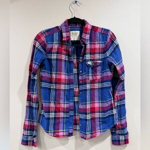 🔥Abercrombie & Fitch Women’s Plaid Button-Up Shirt Sz M EUC🔥